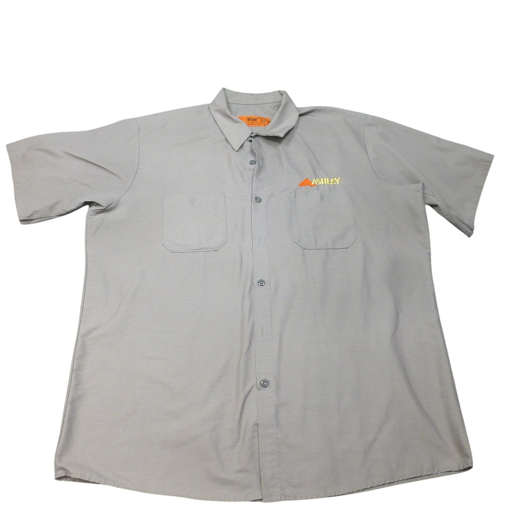 Red Kap Mens Gray Short Sleeve Ashley Logo Work Shirt XL SP24GY